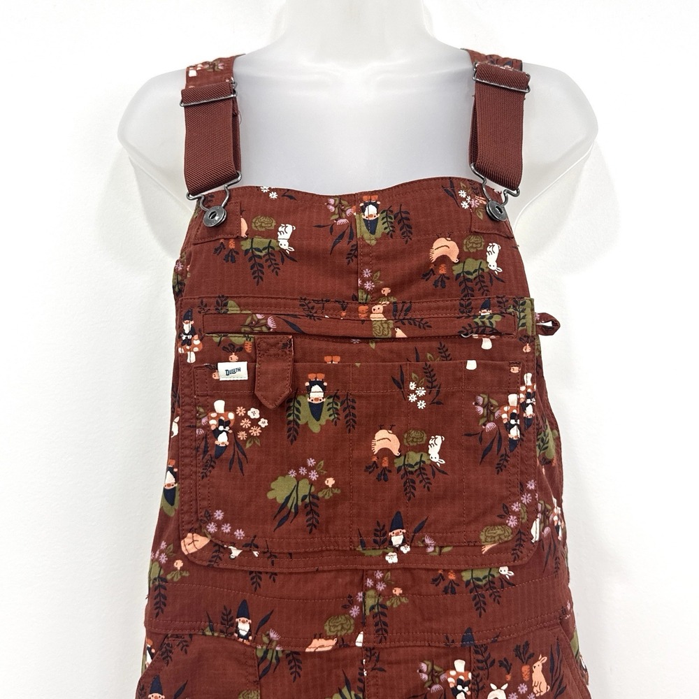 Duluth Trading Overalls M Gnome Shortalls Novelty Gardening Bunnies Barn Chicken - Picture 4 of 16